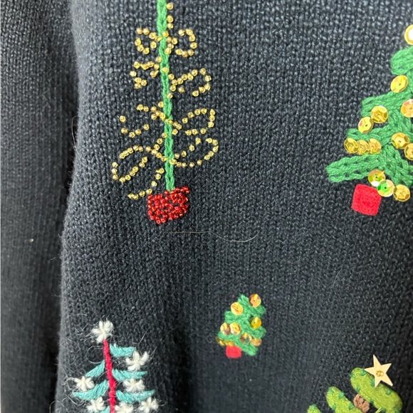 Northern Isles Festive Black Sweater with Tree Embroidery - Picture 4 of 8